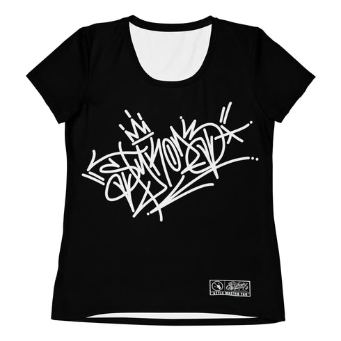 Women's Graffiti Athletic T-shirt feat Black Style Master Tag - Stykonz Graffiti Streetwear