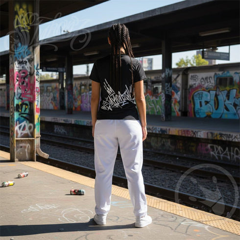 Women's Graffiti Athletic T-shirt feat Black Style Master Tag - Stykonz Graffiti Streetwear