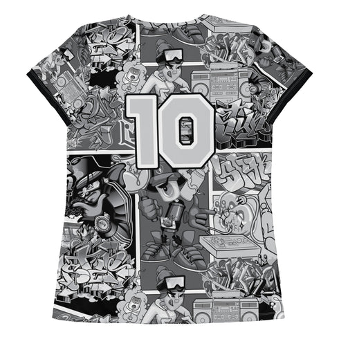 Women's Graffiti Athletic T-shirt feat B&W Comic Stykonz 1 - Stykonz Graffiti Streetwear