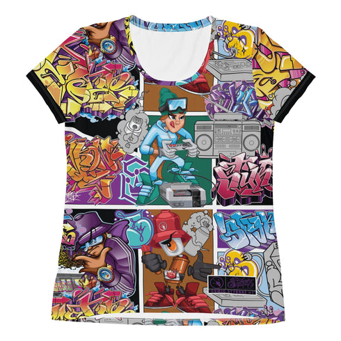 Women's Graffiti Athletic T-shirt feat Comic Stykonz 1 - Stykonz Graffiti Streetwear