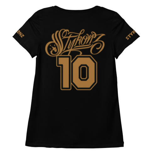 Women's Graffiti Athletic T-shirt feat Gold Scriptkonz - Stykonz Graffiti Streetwear