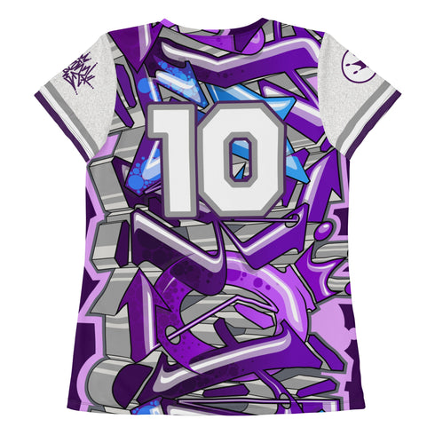 Women's Graffiti Athletic T-shirt feat Purple Wildstyle - Stykonz Graffiti Streetwear