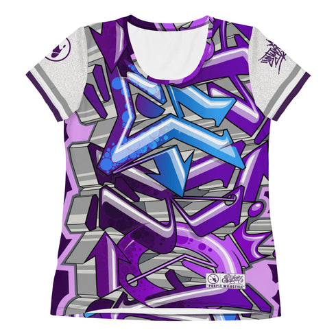 Women's Graffiti Athletic T-shirt feat Purple Wildstyle - Stykonz Graffiti Streetwear