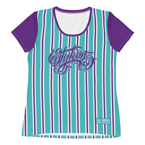Women's Graffiti Athletic T-shirt feat Stykonz Candy Turquoise Script - Stykonz Graffiti Streetwear