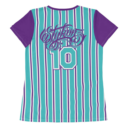 Women's Graffiti Athletic T-shirt feat Stykonz Candy Turquoise Script - Stykonz Graffiti Streetwear