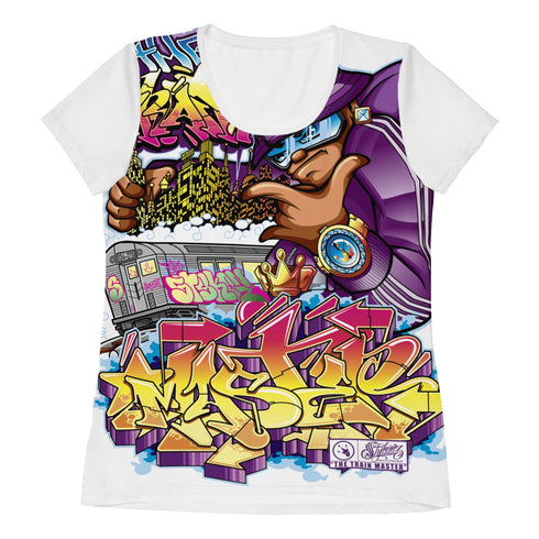 Women's Graffiti Athletic T-shirt feat The Train Master NY Wildstyle - Stykonz Graffiti Streetwear