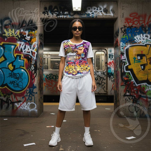Women's Graffiti Athletic T-shirt feat The Train Master NY Wildstyle - Stykonz Graffiti Streetwear