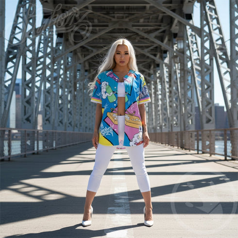 Women's Graffiti Baseball Jersey – 90’s Elements Throw Ups & Tags | Hip - Hop Streetwear Jersey - Stykonz Graffiti Streetwear