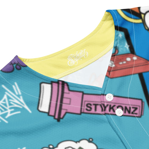 Women's Graffiti Baseball Jersey – 90’s Elements Throw Ups & Tags | Hip - Hop Streetwear Jersey - Stykonz Graffiti Streetwear