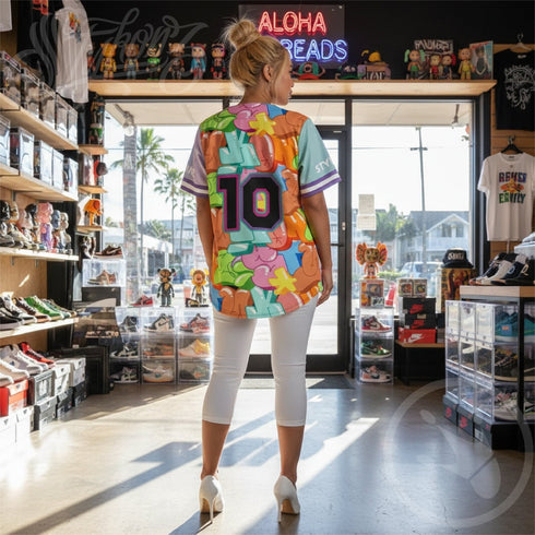 Women’s Graffiti Baseball Jersey – Black Candy | Hip - Hop Streetwear Jersey - Stykonz Graffiti Streetwear