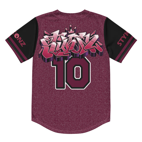 Women’s Graffiti Baseball Jersey – Black Cherry | Hip - Hop Streetwear Jersey - Stykonz Graffiti Streetwear