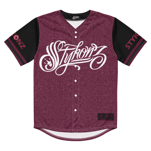Women’s Graffiti Baseball Jersey – Black Cherry | Hip - Hop Streetwear Jersey - Stykonz Graffiti Streetwear