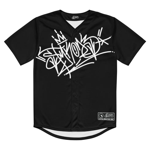 Women’s Graffiti Baseball Jersey – Black Style Master Tag | Hip - Hop Streetwear Jersey - Stykonz Graffiti Streetwear