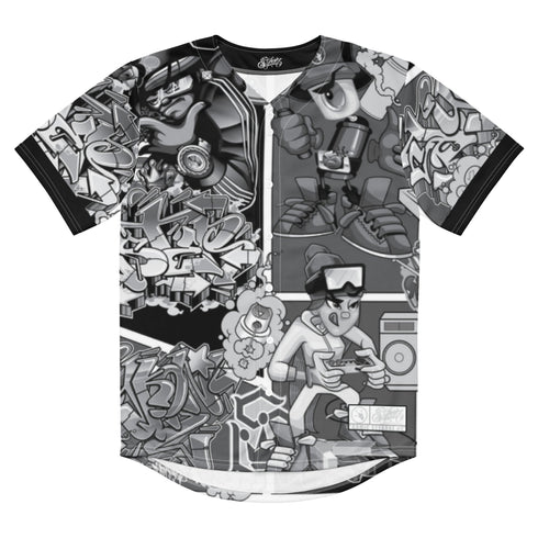 Women’s Graffiti Baseball Jersey – B&W Comic Stykonz 1 | Hip - Hop Streetwear Jersey - Stykonz Graffiti Streetwear