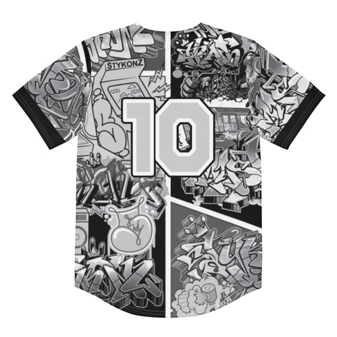 Women’s Graffiti Baseball Jersey – B&W Comic Stykonz 1 | Hip - Hop Streetwear Jersey - Stykonz Graffiti Streetwear