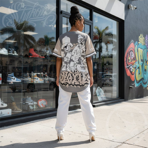 Women’s Graffiti Baseball Jersey – Chromium | Hip - Hop Streetwear Jersey - Stykonz Graffiti Streetwear