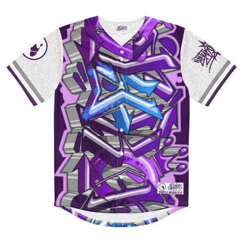 Women’s Graffiti Baseball Jersey – Purple Wildstyle | Hip - Hop Streetwear Jersey - Stykonz Graffiti Streetwear