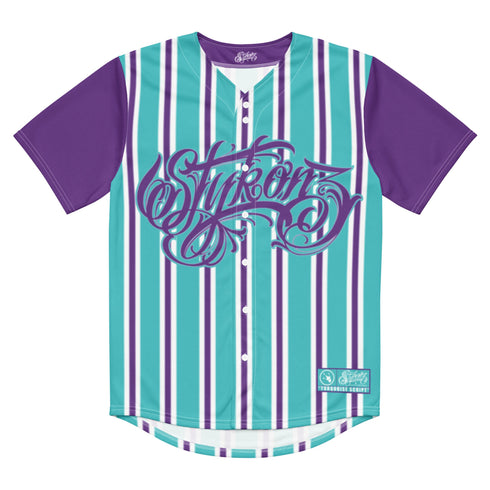 Women’s Graffiti Baseball Jersey – Stykonz Candy Turquoise Script | Hip - Hop Streetwear Jersey - Stykonz Graffiti Streetwear