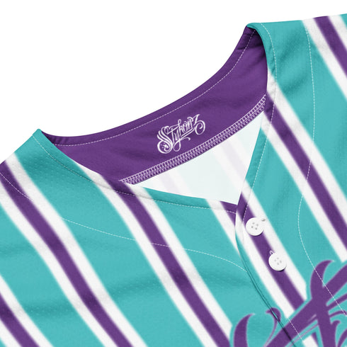 Women’s Graffiti Baseball Jersey – Stykonz Candy Turquoise Script | Hip - Hop Streetwear Jersey - Stykonz Graffiti Streetwear