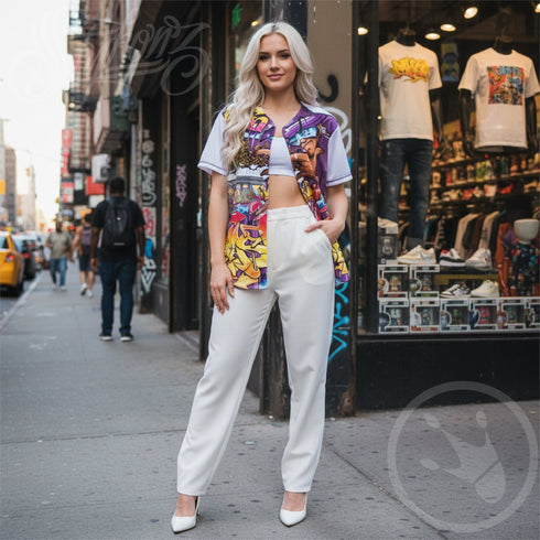 Women’s Graffiti Baseball Jersey – The Train Master NY Wildstyle | Hip - Hop Streetwear Jersey - Stykonz Graffiti Streetwear