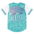 Women’s Graffiti Baseball Jersey – Turquoise Mix Script | Hip - Hop Streetwear Jersey - Stykonz Graffiti Streetwear