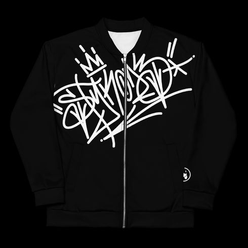 Women’s Graffiti Bomber Jacket – Black Style Master Tag | Hip - Hop Streetwear Jacket - Stykonz Graffiti Streetwear