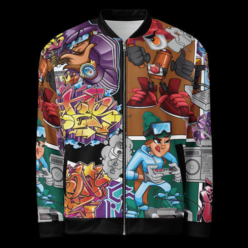 Women’s Graffiti Bomber Jacket – Comic Stykonz 1 | Hip - Hop Streetwear Jacket - Stykonz Graffiti Streetwear