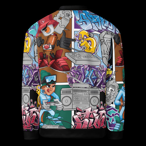 Women’s Graffiti Bomber Jacket – Comic Stykonz 1 | Hip - Hop Streetwear Jacket - Stykonz Graffiti Streetwear
