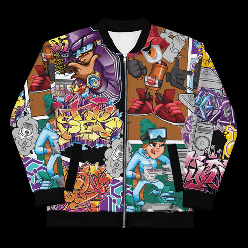 Women’s Graffiti Bomber Jacket – Comic Stykonz 1 | Hip - Hop Streetwear Jacket - Stykonz Graffiti Streetwear