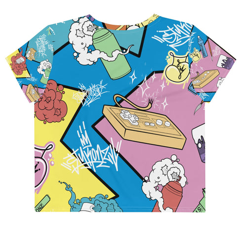 Women's Graffiti Crop Tee 90's Elements Throw Ups and Tags - Stykonz Graffiti Streetwear