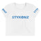 Women's Graffiti Crop Tee B - Blue Scriptkonz II Block - Stykonz Graffiti Streetwear