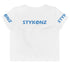Women's Graffiti Crop Tee B - Blue Scriptkonz II Block - Stykonz Graffiti Streetwear