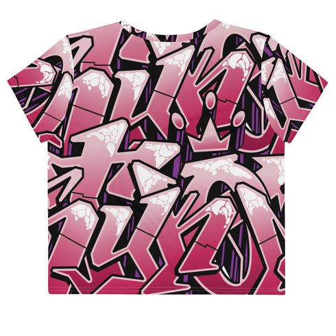 Women's Graffiti Crop Tee Black Cherry - Stykonz Graffiti Streetwear