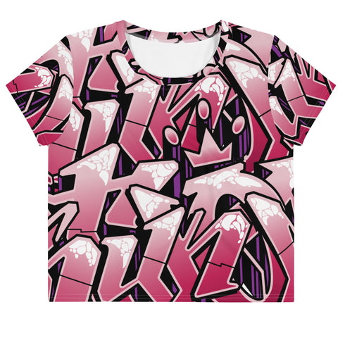 Women's Graffiti Crop Tee Black Cherry - Stykonz Graffiti Streetwear