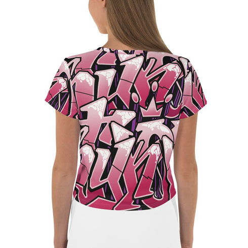Women's Graffiti Crop Tee Black Cherry - Stykonz Graffiti Streetwear