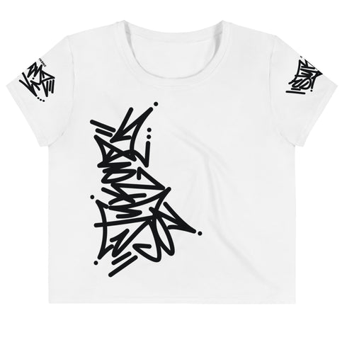 Women's Graffiti Crop Tee Black Stykonz Tag - Stykonz Graffiti Streetwear