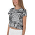 Women's Graffiti Crop Tee B&W Comic Stykonz 1 - Stykonz Graffiti Streetwear