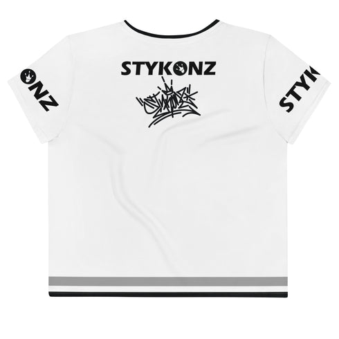 Women's Graffiti Crop Tee B&W Stykonz Crown Central - Stykonz Graffiti Streetwear