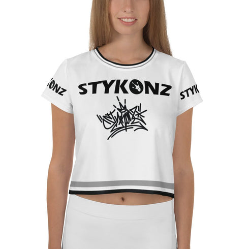 Women's Graffiti Crop Tee B&W Stykonz Crown Central - Stykonz Graffiti Streetwear