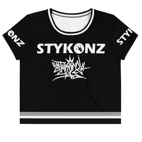 Women's Graffiti Crop Tee B&W Stykonz Crown Central - Stykonz Graffiti Streetwear