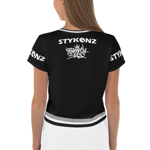 Women's Graffiti Crop Tee B&W Stykonz Crown Central - Stykonz Graffiti Streetwear