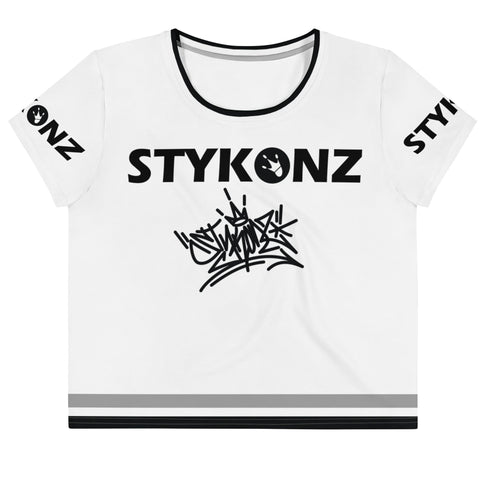 Women's Graffiti Crop Tee B&W Stykonz Crown Central - Stykonz Graffiti Streetwear