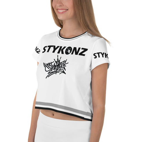 Women's Graffiti Crop Tee B&W Stykonz Crown Central - Stykonz Graffiti Streetwear