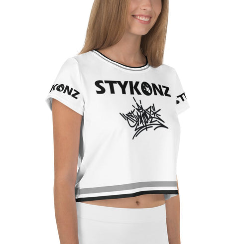 Women's Graffiti Crop Tee B&W Stykonz Crown Central - Stykonz Graffiti Streetwear