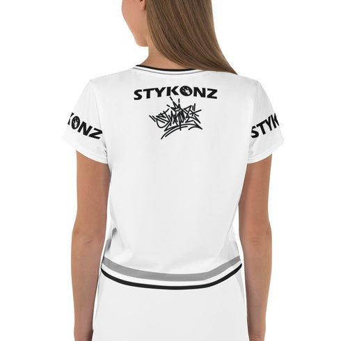 Women's Graffiti Crop Tee B&W Stykonz Crown Central - Stykonz Graffiti Streetwear