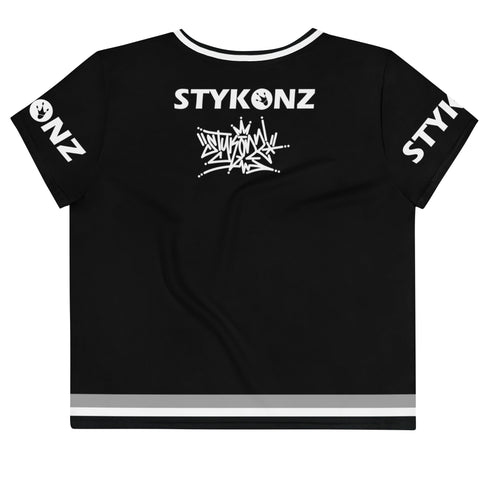 Women's Graffiti Crop Tee B&W Stykonz Crown Central - Stykonz Graffiti Streetwear