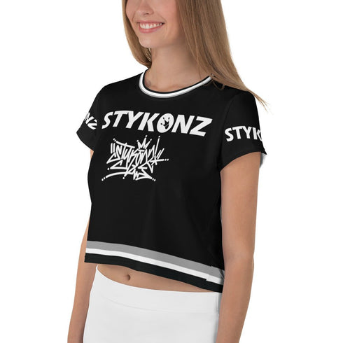 Women's Graffiti Crop Tee B&W Stykonz Crown Central - Stykonz Graffiti Streetwear