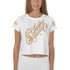 Women's Graffiti Crop Tee Gold on White Scriptkonz - Stykonz Graffiti Streetwear