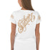 Women's Graffiti Crop Tee Gold on White Scriptkonz - Stykonz Graffiti Streetwear