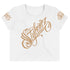 Women's Graffiti Crop Tee Gold on White Scriptkonz - Stykonz Graffiti Streetwear